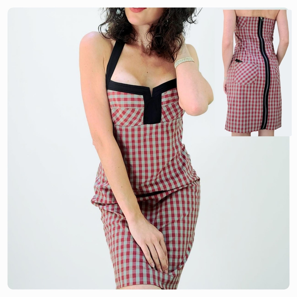 NWOT Cute! Halter Plaid Contrast Dress
